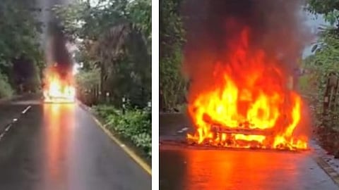 താമരശ്ശേരി ചുരത്തിൽ കാറിന് തീ പിടിച്ചു