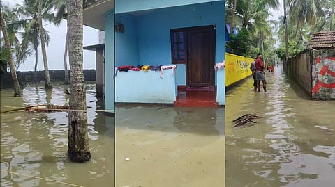 കടലുണ്ടിയിലെ പ്രദേശങ്ങളിലും വീടുകളിലും വെള്ളം കയറിയിരിക്കുന്നു