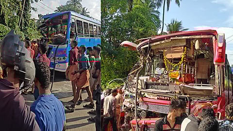 പാലക്കാട് ബസുകൾ കൂട്ടിയിടിച്ച് അപകടം: രണ്ടു പേരുടെ നില ഗുരുതരം
