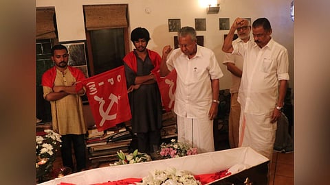 പ്രിയ സഖാവിന് അന്ത്യാഭിവാദ്യം; വസന്ത്കുഞ്ചിലെത്തി മുഖ്യമന്ത്രിയും എം.വി. ഗോവിന്ദനും