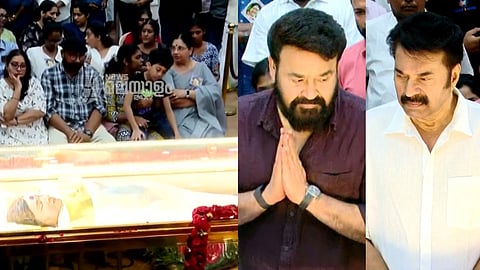 നിറകണ്ണുകളോടെ മോഹന്ലാലും മമ്മൂട്ടിയും; കവിയൂര് പൊന്നമ്മയെ ഒരു നോക്കുകാണാനെത്തി സിനിമയിലെ മക്കള്