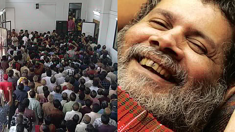 പുഷ്പന് തലശേരി ടൗണ്ഹാളില് വികാരനിർഭരമായ യാത്രയയപ്പ്; അന്ത്യാഭിവാദ്യം അർപ്പിക്കാൻ നൂറ് കണക്കിന് സിപിഎം പ്രവർത്തകർ