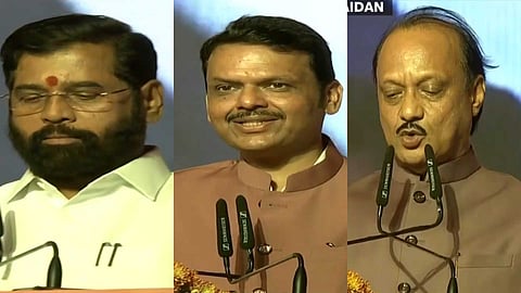 മഹാരാഷ്ട്രയെ ഇനി ഫഡ്നാവിസ് നയിക്കും; ഉപമുഖ്യമന്ത്രിമാരായ ഷിന്ഡെയ്ക്കും പവാറിനുമൊപ്പം സത്യപ്രതിജ്ഞ ചെയ്തു