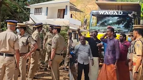 ചേളന്നൂർ ദേശീയപാതയിൽ കുന്നിടിച്ചുള്ള മണ്ണെടുപ്പിൽ പ്രതിഷേധിച്ച് നാട്ടുകാർ; സമരക്കാർക്കെതിരെ ലാത്തി വീശി പൊലീസ്