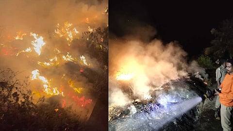 കോഴിക്കോട് കാപ്പാട് ബീച്ചില് തീപിടിത്തം