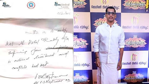 നടൻ വിശാൽ ആശുപത്രിയിൽ; ആരോഗ്യസ്ഥിതിയെ കുറിച്ച് അപ്ഡേഷൻ പുറത്തുവിട്ട് അപ്പോളോ ആശുപത്രി