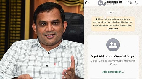 മല്ലു ഹിന്ദു വാട്സ്ആപ്പ് ഗ്രൂപ്പ് വിവാദം; ഗോപാലകൃഷ്ണന് ഐഎഎസിന്റെ സസ്പെന്ഷന് പിന്വലിച്ചു