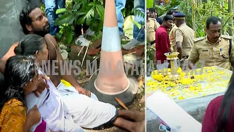 ബാലരാമപുരം സമാധി വിവാദം: കല്ലറ പൊളിക്കാൻ ഉത്തരവിട്ട് കലക്ടർ, കുത്തിയിരുന്ന് പ്രതിഷേധിച്ച് കുടുംബം