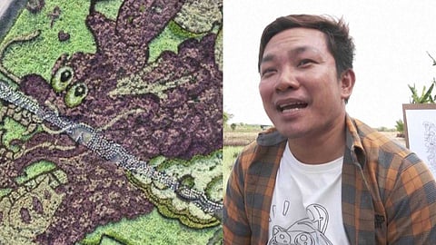 നെൽപാടങ്ങളിൽ കല 'വിളയിക്കുന്ന' തായ്ലാൻഡിലെ കർഷകൻ