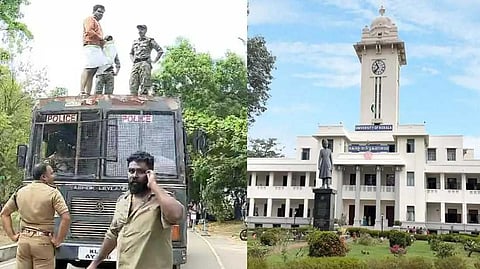 കേരള സർവകലാശാലയിൽ SFI പ്രതിഷേധം; പ്രവർത്തകരെ അറസ്റ്റ് ചെയ്ത് പൊലീസ്