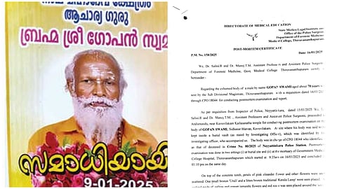 നെയ്യാറ്റിൻകര ഗോപന്റെ മരണം: ദേഹത്തെ ചതവുകൾ മരണകാരണമല്ല; പോസ്റ്റ്മോർട്ടം റിപ്പോർട്ടിന്റെ പകർപ്പ് പുറത്ത്