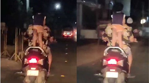 മൂന്ന് വയസുള്ള കുഞ്ഞിനെ സ്കൂട്ടറിന് പിന്നില് നിര്ത്തി യാത്ര ചെയ്തു, അച്ഛനെതിരെ കേസ്; ലൈസന്സ് റദ്ദാക്കുമെന്ന് ആര്ടിഒ