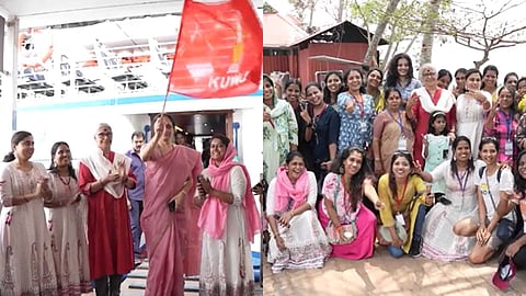 ചുവന്ന വട്ടപ്പൊട്ടിൻ്റെ കഥ പറഞ്ഞ്; കൊച്ചി കായലിൽ വനിതാ മാധ്യമ പ്രവർത്തകരോടൊപ്പം വനിതാദിനം ആഘോഷിച്ച് ആനി രാജ