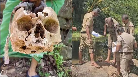 ഇടുക്കി തൊടുപുഴ മണക്കാട് തോട്ടില് നിന്നും തലയോട്ടി കണ്ടെത്തി; അന്വേഷണം ആരംഭിച്ച് പൊലീസ്