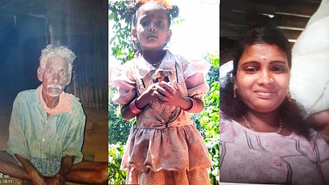 കൊല്ലപ്പെട്ട കരിയ (75), കാവേരി (5), മാഗി (30)