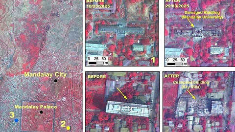 മ്യാൻമറിനെ പിടിച്ചുലച്ച ഭൂകമ്പം; ഉപഗ്രഹ ചിത്രങ്ങൾ പുറത്തുവിട്ട് ഐഎസ്ആർഒ
