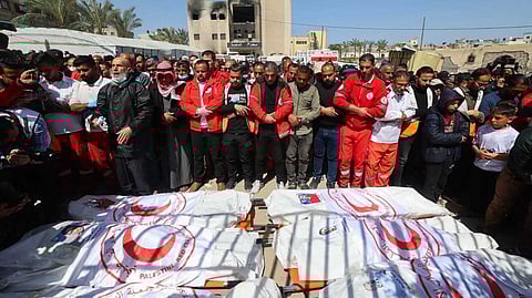 വീണ്ടും ഇസ്രയേല് ക്രൂരത; 15 രക്ഷാപ്രവര്ത്തകരെ കൊലപ്പെടുത്തി കൂട്ടമായി മറവുചെയ്തു