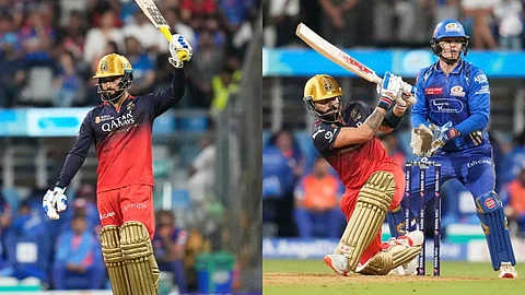IPL 2025 | RCB vs MI | മുംബൈയ്ക്ക് മുന്നില് റണ്മല തീർത്ത് ബെംഗളൂരു; കോഹ്ലിക്കും പാട്ടീദാറിനും അർധ സെഞ്ചുറി, വിജയലക്ഷ്യം 222