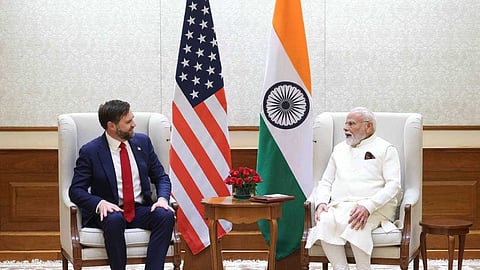 പ്രധാനമന്ത്രി നരേന്ദ്ര മോദിയുമായി കൂടിക്കാഴ്ച നടത്തി വാന്സ്; താരീഫുകള്, വ്യാപാര ഉടമ്പടികള് ചര്ച്ചയായി