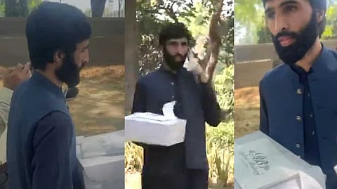 പഹല്ഗാം ഭീകരാക്രമണം: ഡല്ഹിയിലെ പാക് ഹൈക്കമ്മീഷനിലേക്ക് കേക്കുമായി യുവാവ്; വീഡിയോ ചര്ച്ചയാകുന്നു
