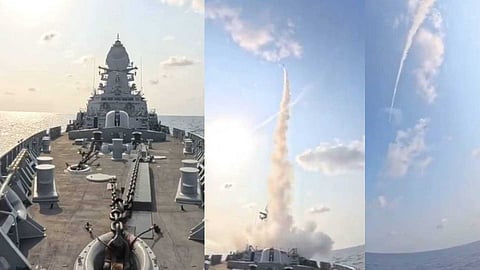 ഐഎൻഎസ് സൂറത്തിൽ ഇന്ത്യൻ നാവികസേനയുടെ ശക്തിപ്രകടനം; മിസൈൽ പരീക്ഷണം വിജയകരം