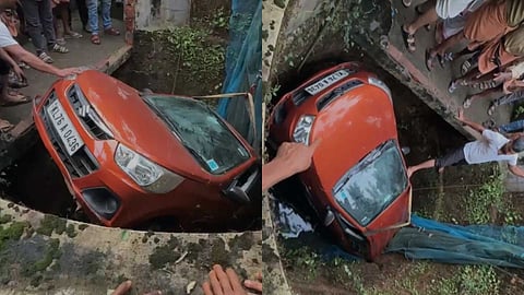 രാമനാട്ടുകരയിൽ ഡ്രൈവിംഗ് പഠിക്കുന്നതിനിടെ നിയന്ത്രണം വിട്ട കാർ കിണറ്റിലേക്ക് മറിഞ്ഞു