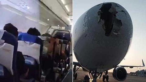 VIDEO | പ്രതികൂല കാലാവസ്ഥ; കൊടുങ്കാറ്റിൽ ആടിയുലഞ്ഞ് ഇൻഡിഗോ വിമാനം; ആശങ്കകൾക്കൊടുവിൽ റഫ് ലാൻഡിങ്