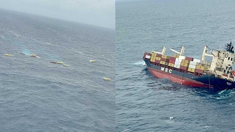 അറബിക്കടലിൽ കപ്പൽ ചരിഞ്ഞ് കാര്ഗോ കടലില് പതിച്ചു; അപകടകരമായ എണ്ണപ്പാട ഒഴുകിപ്പരക്കുന്നു, കേരളാ തീരത്ത് ജാഗ്രതാ നിർദേശം