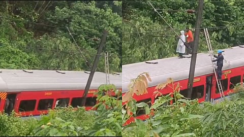 ചെറുതുരുത്തിയിൽ ഓടിക്കൊണ്ടിരുന്ന ട്രെയിനിന് മുകളിലേക്ക് മരം വീണു; ഒഴിവായത് വൻ ദുരന്തം