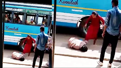 Woman beats harasser