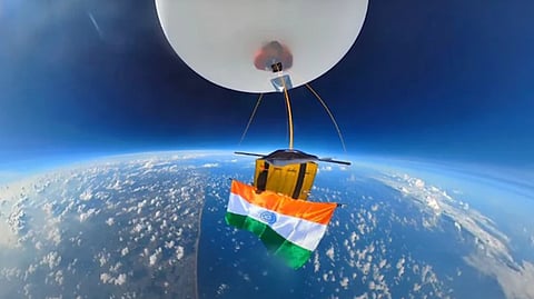 National Flag hurled above Earth