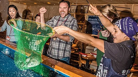 You can catch your own fish to enjoy a meal at this Japanese restaurant