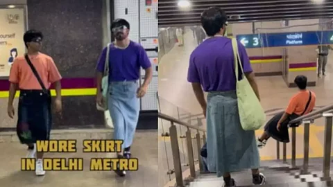 மெட்ரோவில் பாவாடையிடன் வலம் வந்த இளைஞர்கள் - எங்கே? பொதுமக்கள் ரியாக்ஷன் என்ன?