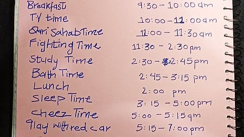 15 நிமிடம் படிக்க, 3 மணி நேரம் சண்டைபோட - இணையத்தில் வைரலாகும் 6 வயது சிறுவனின் டைம்டேபிள்