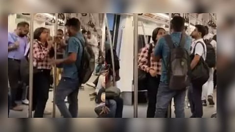 டெல்லி மெட்ரோவில் காதலனை சரமாரியாக கன்னத்தில் அடித்த காதலி - இணையவாசிகள் காட்டம்