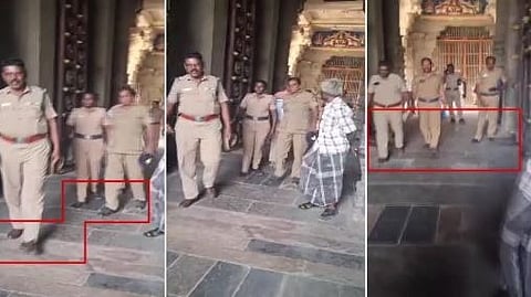 காலணியுடன் சென்ற போலீசார்