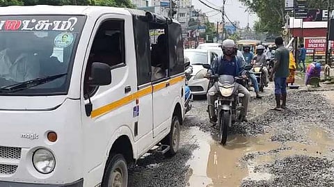 Pallikaranai road damaged