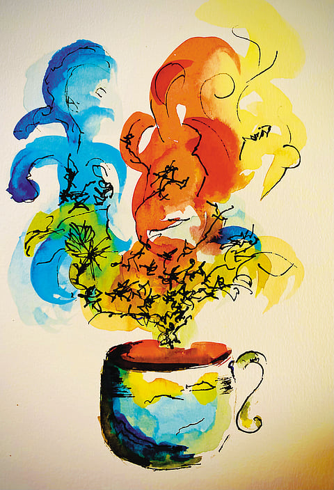 A whimsical take on a cup of coffee