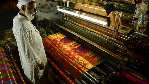 A weaver making Banarasi saree in Varanasi, UP