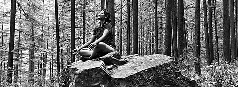 Meditating in the deodar forests of Devalsari.