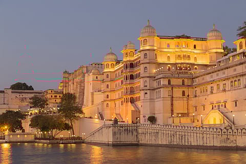 Udaipur City Palace at twilight