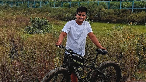 The young author with his conveyance