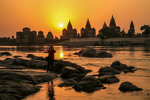 Evening view of Orchha town in Madhya Pradesh
