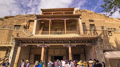 Mogao caves UNESCO complex in Dunhuang, China