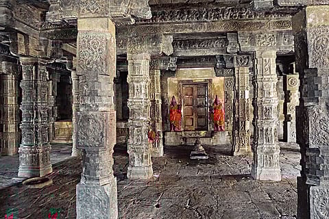 Each of the 48 pillars in the mandapa at Airavatesvara bears its own deity and story