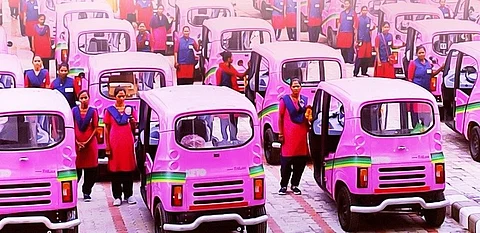 The pink e-rickshaws aim to foster women's employment in Maharashtra