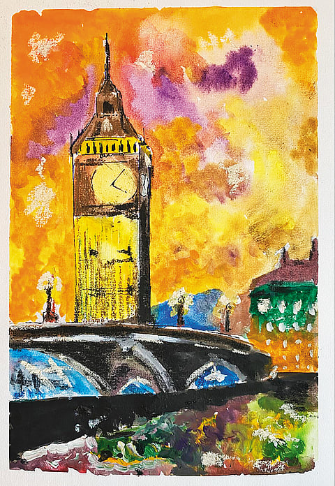 A view of Big Ben via the riverside route