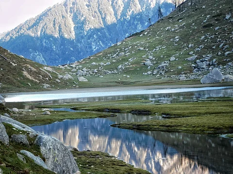 Kareri Lake, also called Kumarwah Lake, is located in the Dhauladhar range, 9 km away from Dharamshala