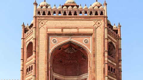 Buland Darwaza (Victory Gate) in Fatehpur Sikri is an intricately carved massive gateway