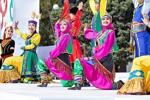Dancers mark the Day of Unity in Shymkent, Kazakhstan